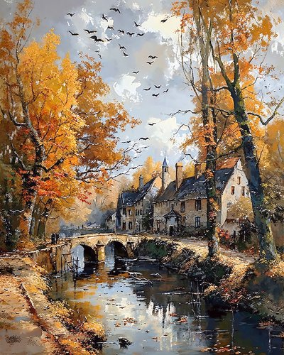 Küçük bir kasabada altında dere olan eski bir köprü, Satılık Duvar Dekoru by F. Abderrahim