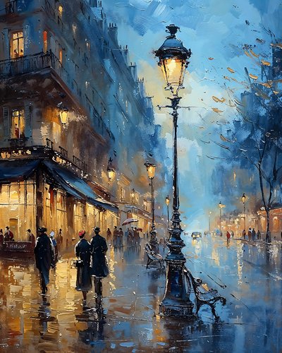 Yağmurdan sonraki gece, izlenimci Paris sokağı, klasik duvar dekoru by F. Abderrahim
