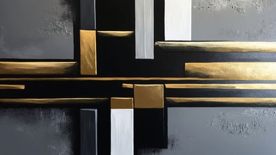 Siyah ve altın rengi Modern Sanat Terapisi ile boyama, büyük kanvas baskılar by F. Abderrahim