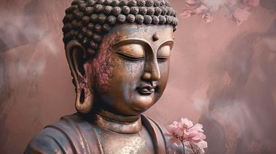 Oturma odası için lotus duvar sanatı üzerinde huzurlu Buda, yatay tuval by F. Abderrahim