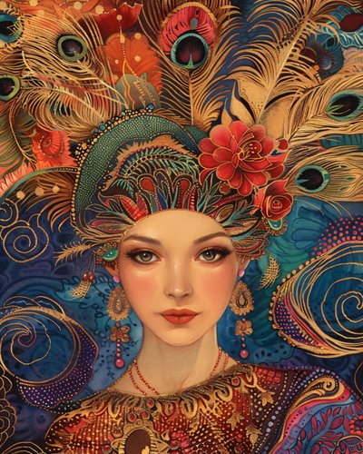 Alex Grey Tarzında Muhteşem Bir Kadın, talep üzerine kanvas tablo  duvar çerçevesi baskı by F. Abderrahim
