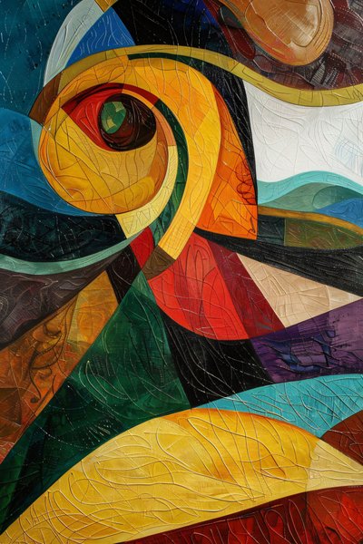 Soyut Renkli Vitray Desen, Picasso esintisi, yatak odası için duvar dekoru by F. Abderrahim