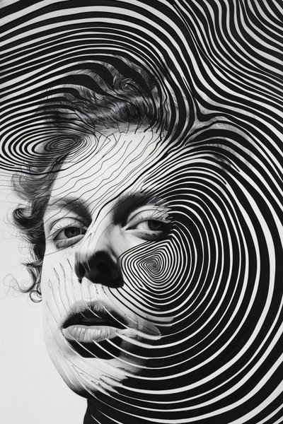 Paranoya Girdabındaki Adam, Minimalist Çizim Eskizi, Özel Kanvas Baskılar by F. Abderrahim