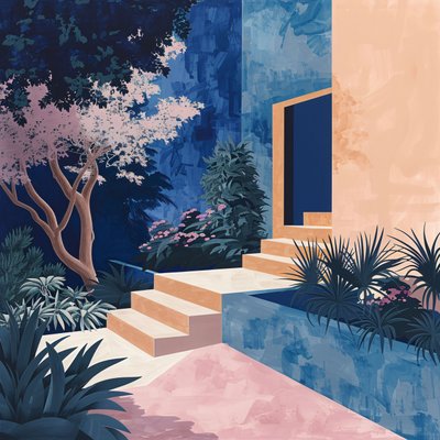 Canlı Sadelikte Minimalist Bahçe, online özel kanvas baskılar by F. Abderrahim