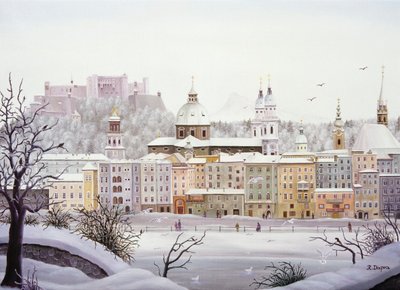 Kışın kale ile Salzburg eski şehir by Regine Dapra