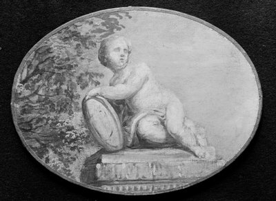 Yeşillik arka planına karşı bir kaide üzerine koyun, 18. yüzyıl. by 18th century . French Painter