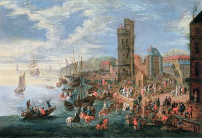 A Harbour Scene  by A.F. and Bouts, P. Boudewyns