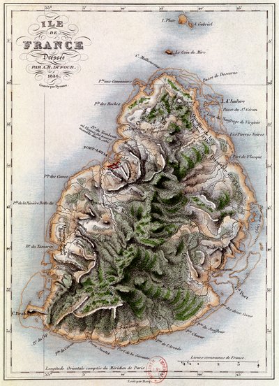 Mauritius Haritası, Henri Bernardin de Saint-Pierre (1737-1814) tarafından 