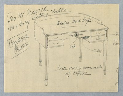 George M. Nowell için Maun Kakma Yazı Masası Tasarımı by A.N. Davenport Co.