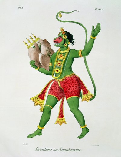 Hanuman, de Racinet tarafından oyulmuş by A. Geringer