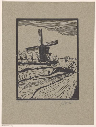 Değirmen ile kış manzarası by A. Marchal