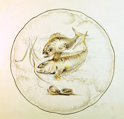 Bir tabak için Wedgwood tasarımı, c.1880 (kağıt üzerine suluboya) by A. Proudlove