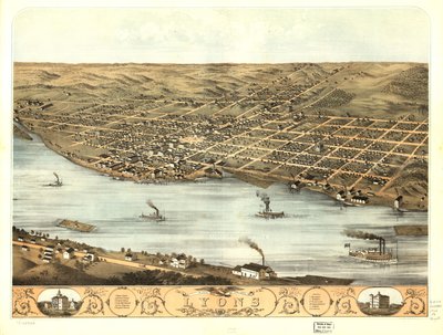 Lyon şehrinin kuşbakışı görünümü by A. Ruger