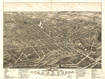 Akron şehrinin panoramik görünümü, Summit County, Ohio 1882 by A. Ruger Ruger