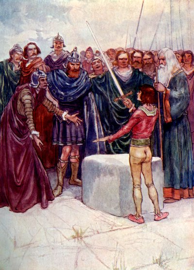 Elinde sihirli kılıcı tutarak orada duruyordu, 1905. by A. S. Forrest