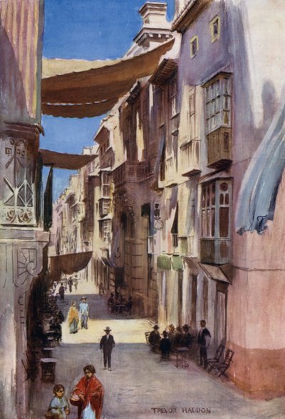 Murcia'da Bir Sokak (renkli taş) by A. Trevor Haddon
