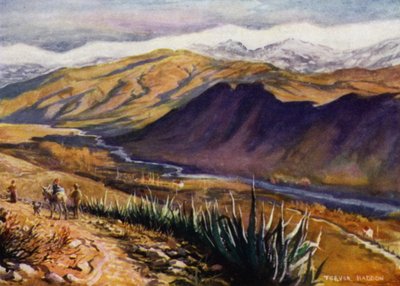 Granada, Sierra Nevada ve Genil Nehri'nin görünümü (renkli taş) by A. Trevor Haddon