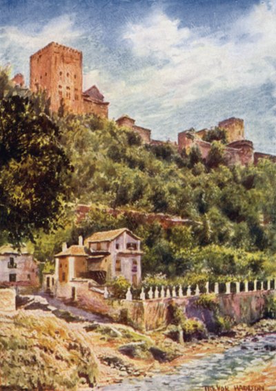 Granada, Darro Nehri Kıyısında Villalar (renkli taş) by A. Trevor Haddon
