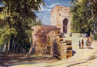 Alhambra, Adalet Kapısı ve İmparator Çeşmesi (renkli taş) by A. Trevor Haddon