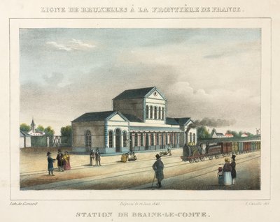Braine-le-Comte İstasyonu, Belçika, Gerard tarafından kazınmış, 1843 by A. after Canelle