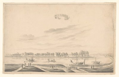 Surabaya Sourabaya'nın görünümü (nesne üzerindeki başlık) by A. de Nelly (possibly)