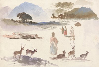 Geyik, Figürler ve Manzara Çalışmaları Sayfası by Aaron Edwin Penley