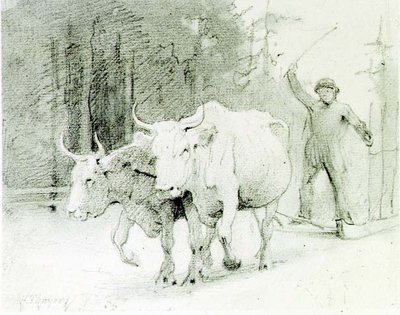 Bir Fransız Köylü Öküz (kağıt üzerinde kömür) by Abbott Handerson Thayer