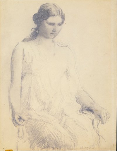 Genç Bir Kadın Çalışması by Abbott Handerson Thayer