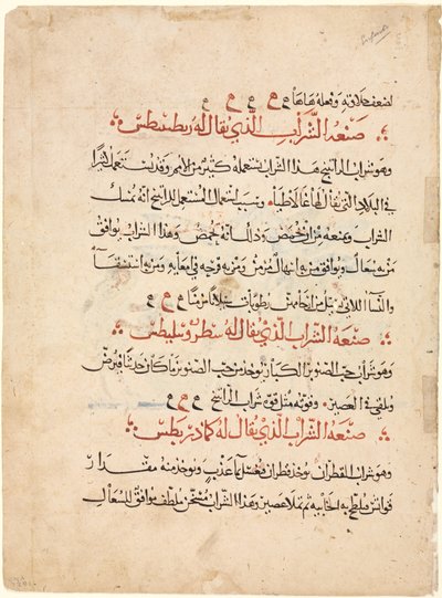 Dioscorides'in Materia Medica'sından metin sayfası by Abdallah ibn al Fadl (Iraq)
