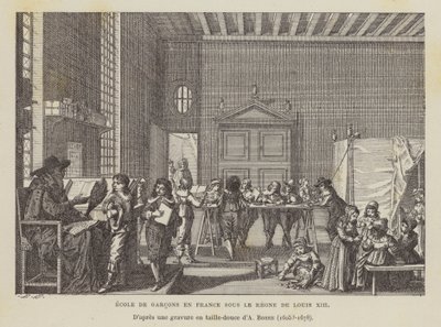 Louis XIII (litho) döneminde Fransız erkek okulu by Abraham (after) Bosse