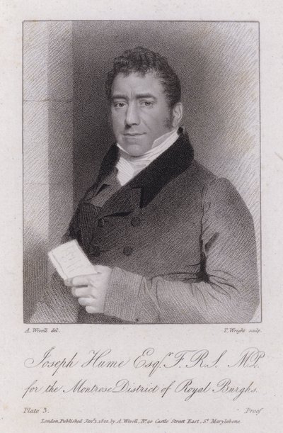 Joseph Hume, İskoç doktor, politikacı ve radikal milletvekili (gravür) by Abraham (after) Wivell