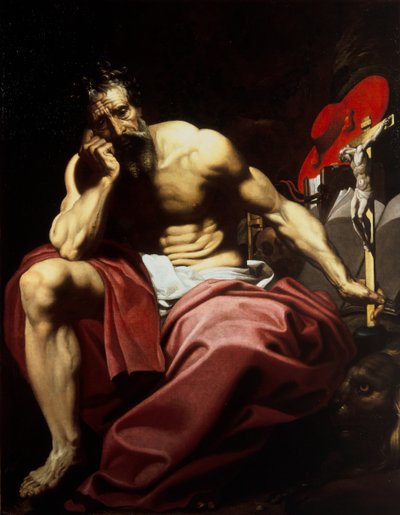 Aziz Jerome, c.1610 (tuval üzerine yağlı boya) by Abraham (attr.to) Janssens