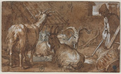 Keçili ve Keçili Bir Ahır, c. 1610-1615. by Abraham Bloemaert