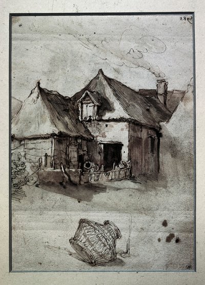 Hasır sepetli kulübe, 16. yüzyılın sonu ile 17. yüzyılın başı (gravür) by Abraham Bloemaert