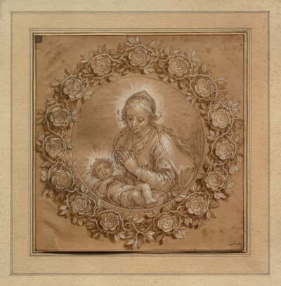 Bir tondo bebek İsa ile Madonna by Abraham Bloemaert