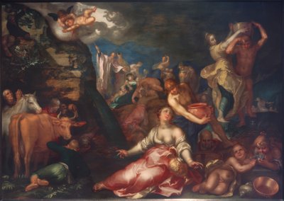 Musa kayadan su çıkarır by Abraham Bloemaert