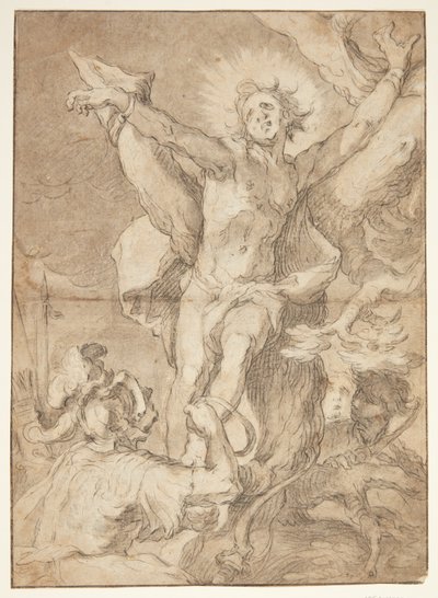 Aziz Sebastian bir Roma askeri tarafından bir ağaca bağlı by Abraham Bloemaert