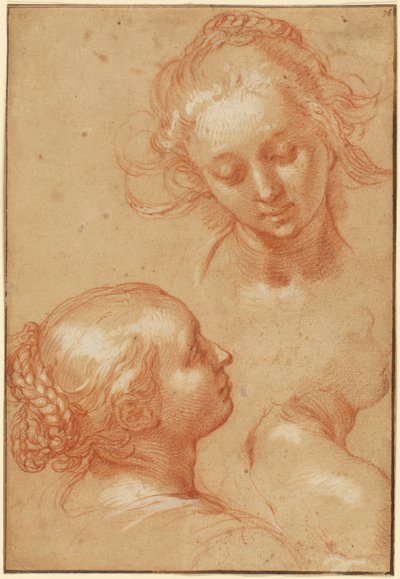 Üç Kadın Çalışması (recto); Dört El Çalışması ve Diz Çökmüş Genç Bir Adamın Karşı Çalışması (verso) by Abraham Bloemaert