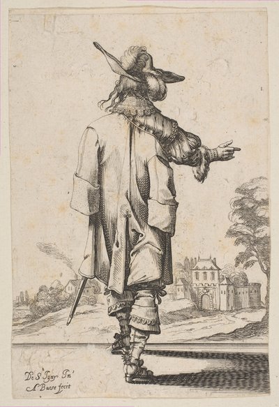 Bir Şatoyu İşaret Eden Arkadan Görülen Bey, 1629. by Abraham Bosse