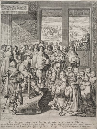 Louis XIII Sulh Heyetinin Kabulü. by Abraham Bosse