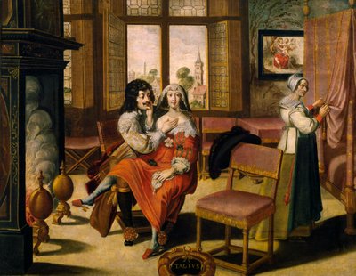 Dokunma duyusu, ca 1635, Abraham Bosse (1604-1676), bilinmeyen sanatçı, Fransa tarafından 5 serisinden boyamadan sonra by Abraham Bosse
