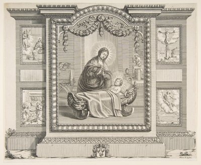 Müjde Sahneleri ile Doğuş, Çobanların Tapınması, Haç..., 1620-76. by Abraham Bosse