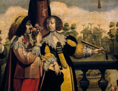 Koku duyusu, yaklaşık 1635, Abraham Bosse (1604-1676), bilinmeyen bir sanatçının 5 serisinden bir tablodan sonra, detay. Fransa by Abraham Bosse