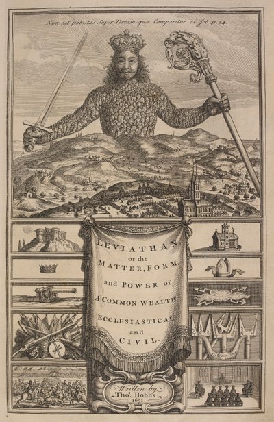 Thomas Hobbes'un 'Leviathan veya The Matter, Forme, & Power of a Common-Wealth Dini ve Medeni' kitabının Başlık Sayfası by Abraham Bosse