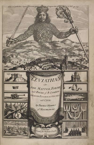 Thomas Hobbes'un 'Leviathan veya The Matter, Forme, & Power of a Common-Wealth Dini ve Medeni' kitabının Başlık Sayfası by Abraham Bosse