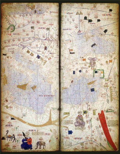 Katalan Atlası, Sayfa 7 ve 8, 1375 by Abraham Cresques