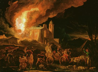 Yanan Manastırı Yağmalayan Askerler (panelde yağ) by Abraham Danielsz. Hondius