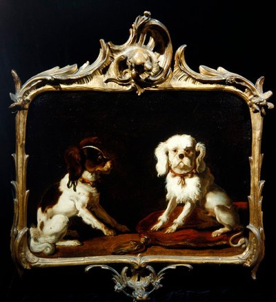 İki Evcil Köpek (tuval üzerine yağlı boya) by Abraham Danielsz. Hondius