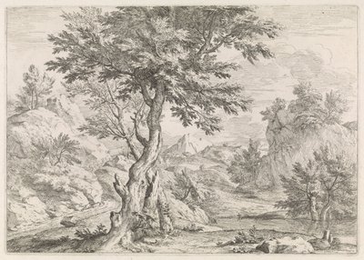 Kayalar ile tepelik manzara by Abraham Genoels