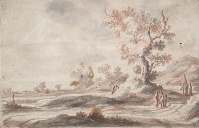 Yaşlı Ağaç ve Figürlerle Manzara by Abraham Genoels
